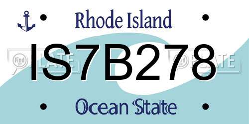 IS7B278 Rhode Island License Plate
