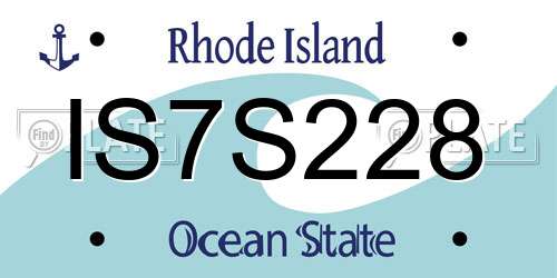 IS7S228 Rhode Island License Plate