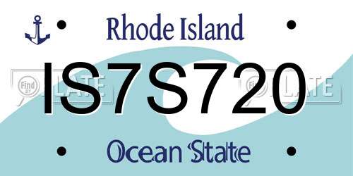 IS7S720 Rhode Island License Plate