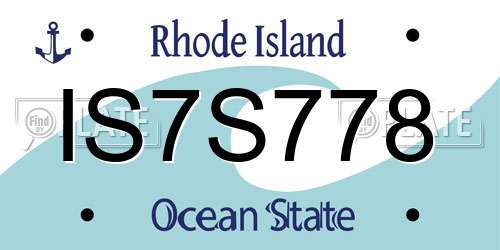 IS7S778 Rhode Island License Plate