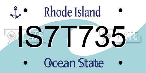 IS7T735 Rhode Island License Plate