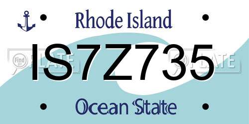 IS7Z735 Rhode Island License Plate