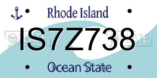 IS7Z738 Rhode Island License Plate