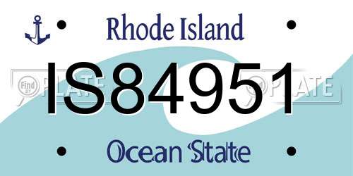 IS84951 Rhode Island License Plate