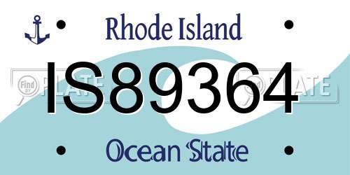 IS89364 Rhode Island License Plate