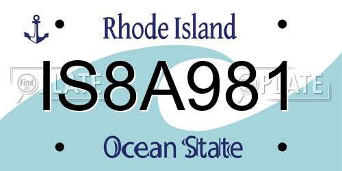 IS8A981 Rhode Island License Plate