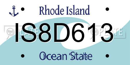 IS8D613 Rhode Island License Plate