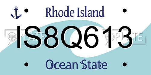 IS8Q613 Rhode Island License Plate
