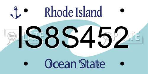 IS8S452 Rhode Island License Plate