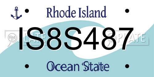 IS8S487 Rhode Island License Plate