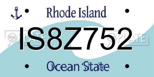 IS8Z752 Rhode Island License Plate