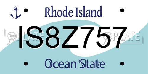 IS8Z757 Rhode Island License Plate