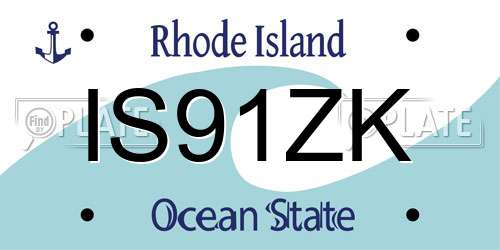 IS91ZK Rhode Island License Plate