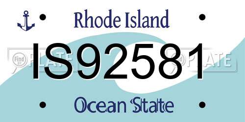 IS92581 Rhode Island License Plate