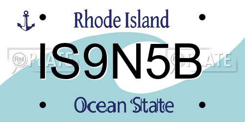 IS9N5B Rhode Island License Plate
