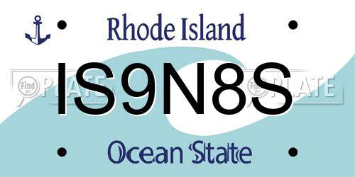 IS9N8S Rhode Island License Plate