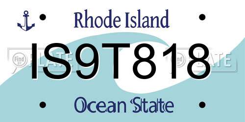 IS9T818 Rhode Island License Plate