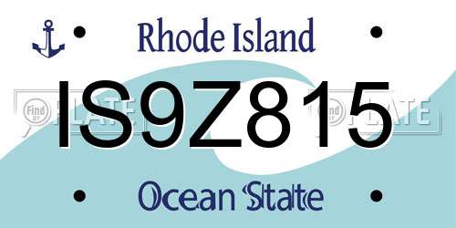 IS9Z815 Rhode Island License Plate