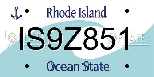 IS9Z851 Rhode Island License Plate