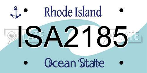 ISA2185 Rhode Island License Plate
