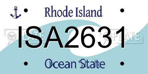ISA2631 Rhode Island License Plate