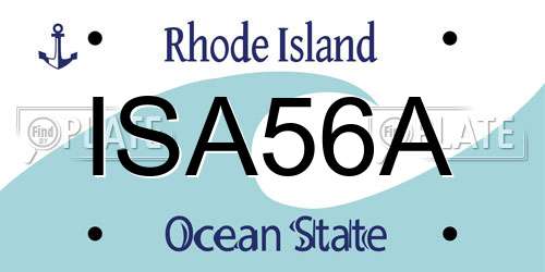ISA56A Rhode Island License Plate