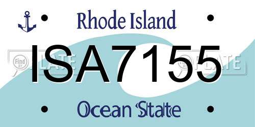 ISA7155 Rhode Island License Plate