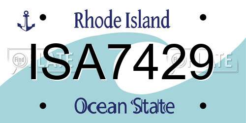 ISA7429 Rhode Island License Plate