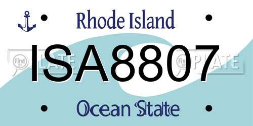 ISA8807 Rhode Island License Plate