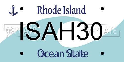 ISAH30 Rhode Island License Plate