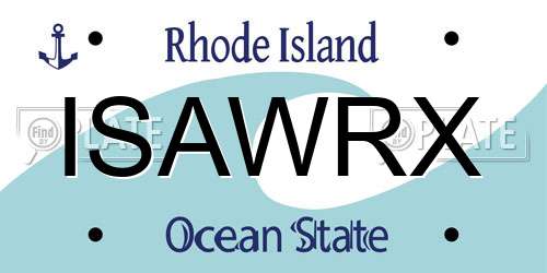 ISAWRX Rhode Island License Plate