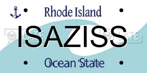 ISAZISS Rhode Island License Plate