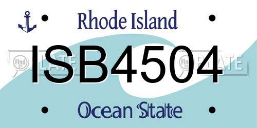 ISB4504 Rhode Island License Plate