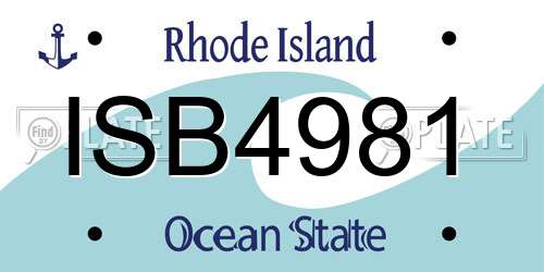 ISB4981 Rhode Island License Plate
