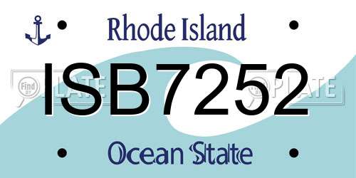 ISB7252 Rhode Island License Plate