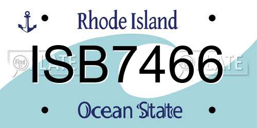 ISB7466 Rhode Island License Plate