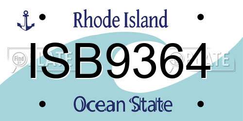 ISB9364 Rhode Island License Plate