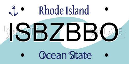 ISBZBBO Rhode Island License Plate