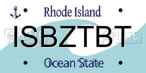 ISBZTBT Rhode Island License Plate