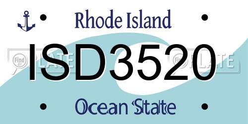ISD3520 Rhode Island License Plate