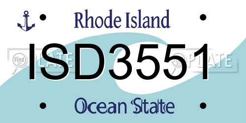 ISD3551 Rhode Island License Plate