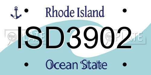 ISD3902 Rhode Island License Plate