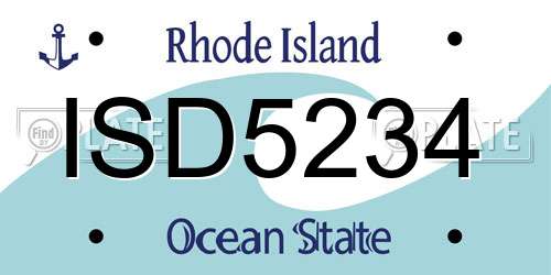ISD5234 Rhode Island License Plate