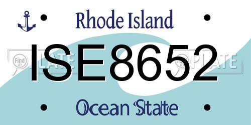 ISE8652 Rhode Island License Plate