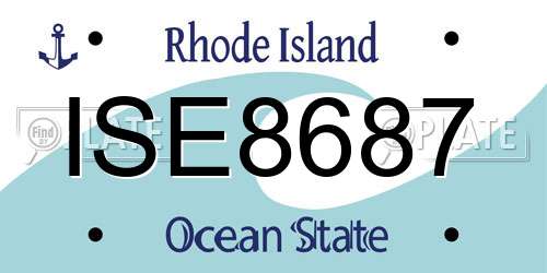 ISE8687 Rhode Island License Plate