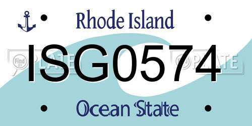 ISG0574 Rhode Island License Plate