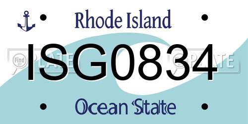 ISG0834 Rhode Island License Plate