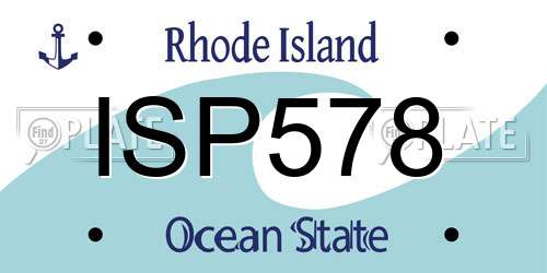 ISP578 Rhode Island License Plate