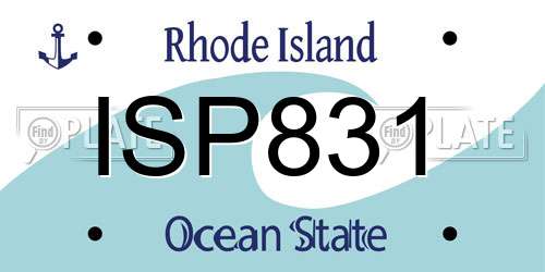 ISP831 Rhode Island License Plate