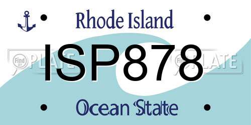 ISP878 Rhode Island License Plate